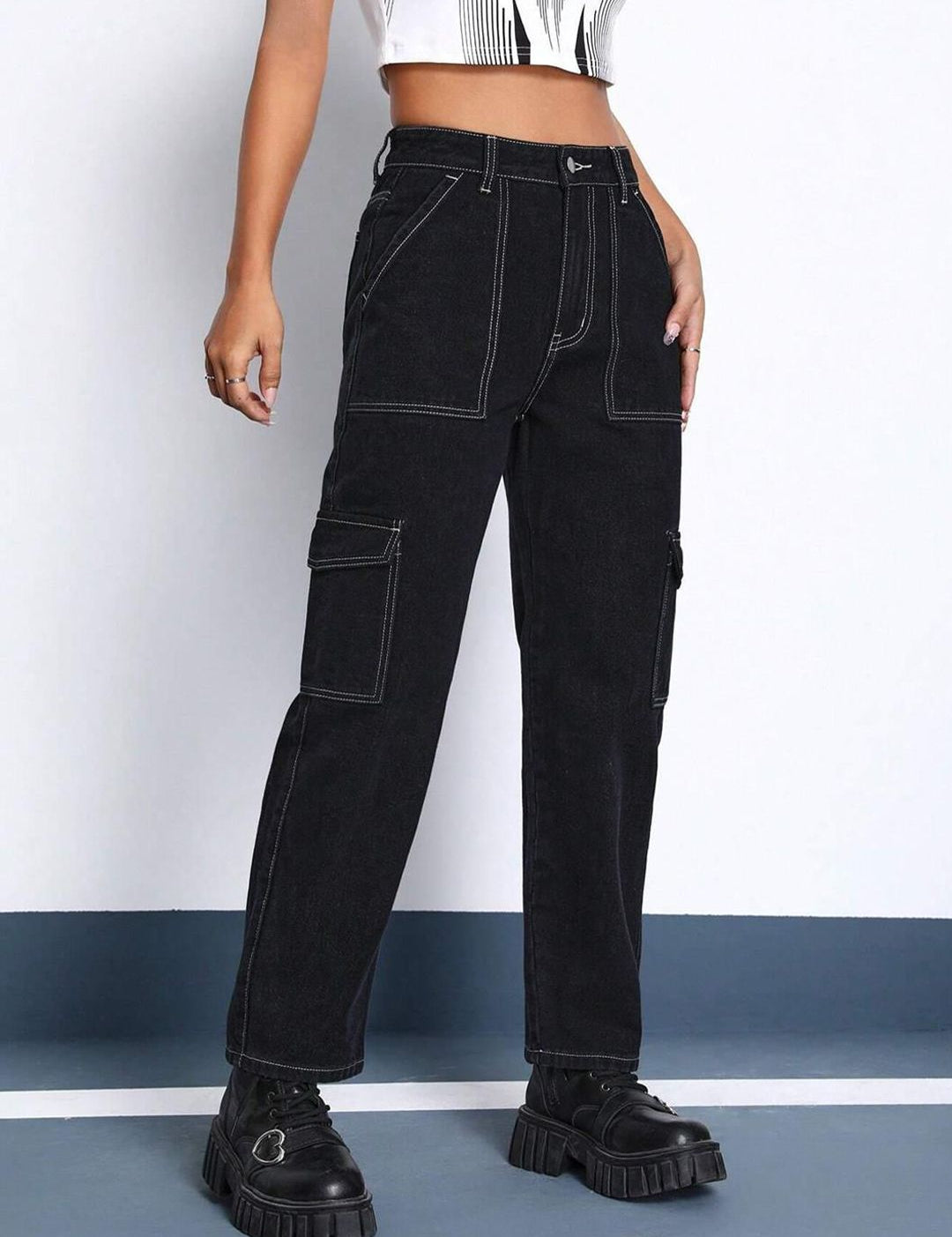 Kotty Women Black Jean Clean Look Straight Fit High-Rise Stretchable Jeans