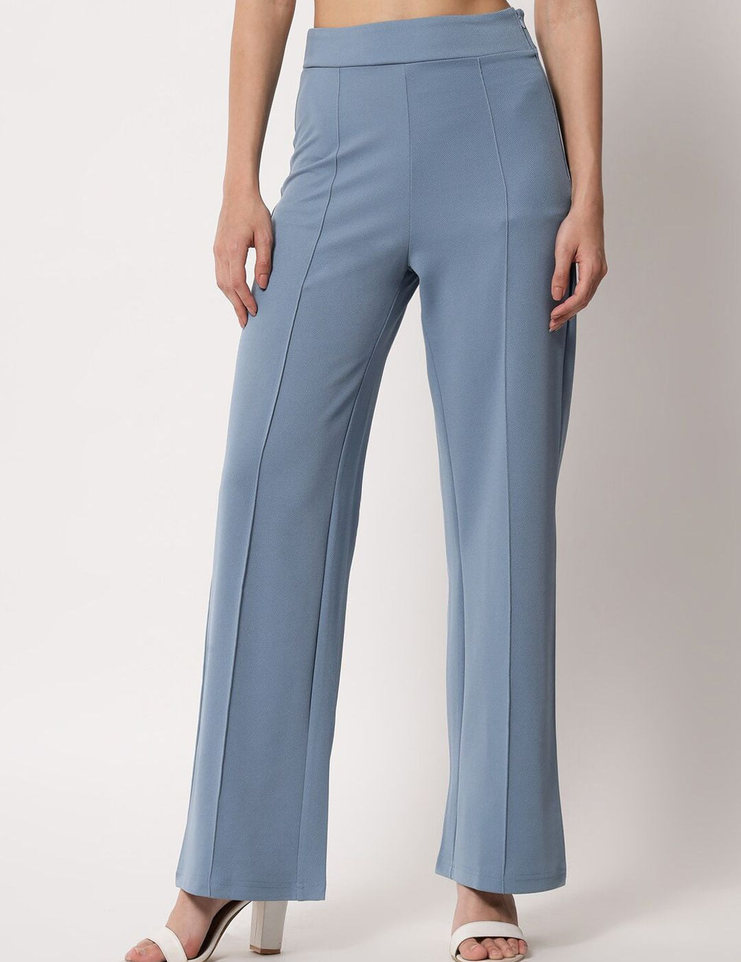 Kotty Women Blue Relaxed Straight Fit High-Rise Easy Wash Trouser