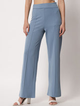 Kotty Women Blue Relaxed Straight Fit High-Rise Easy Wash Trouser
