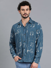 Kotty Men Abstract Printed Spread Collar Casual Shirt