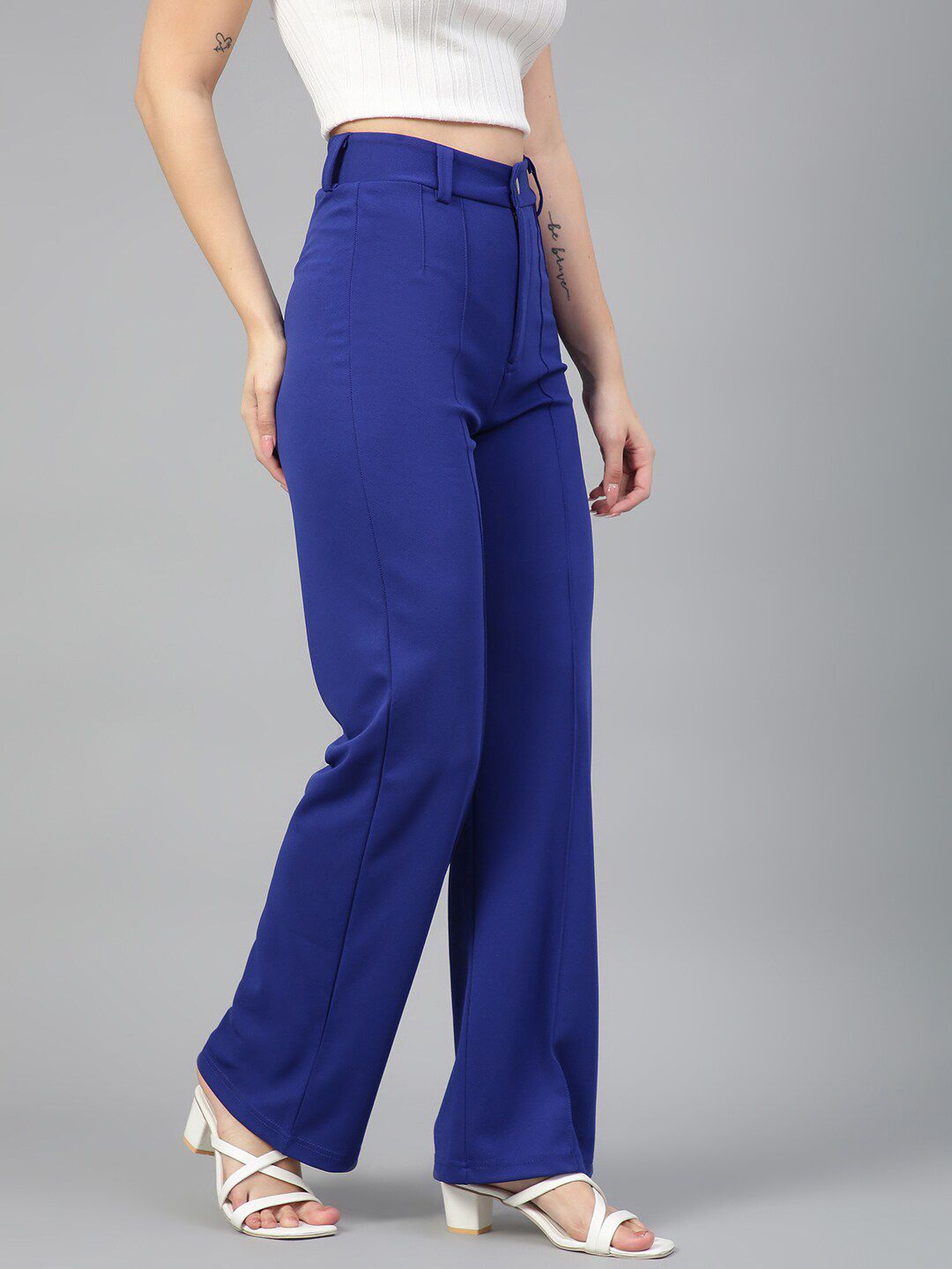 KOTTY BIZwear Women Relaxed Straight Fit High-Rise Easy Wash Trousers