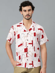 Kotty Men Cuban Collar Conversational Printed Casual Shirt