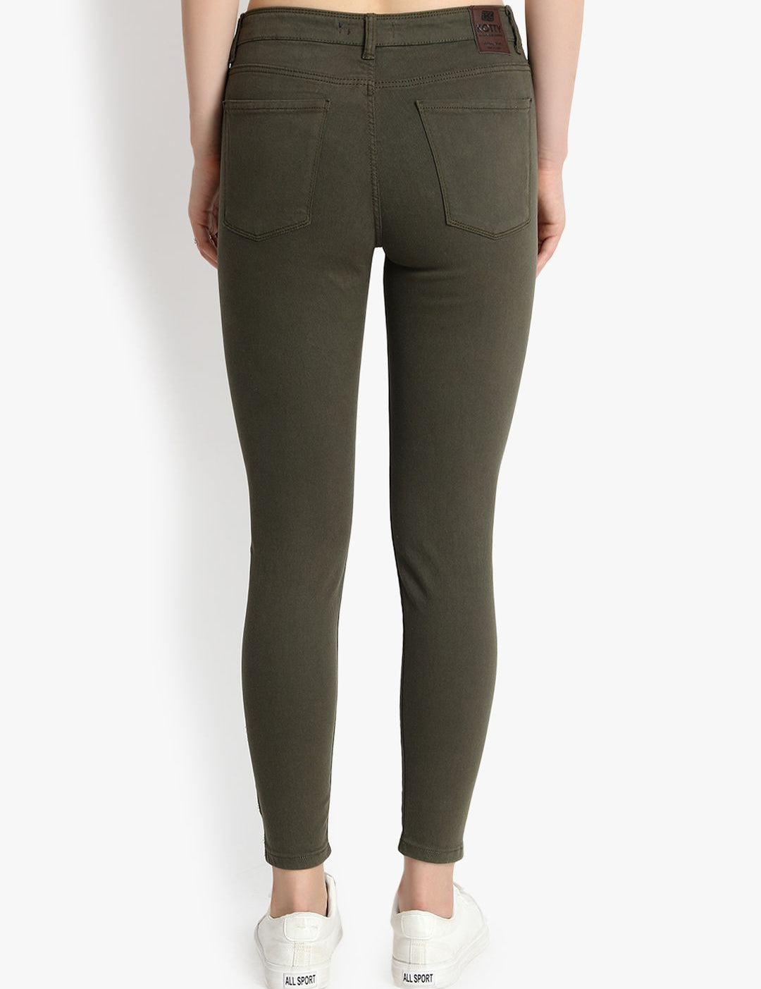 Kotty Women Olive Green Skinny Fit High-Rise Clean Look Jeans