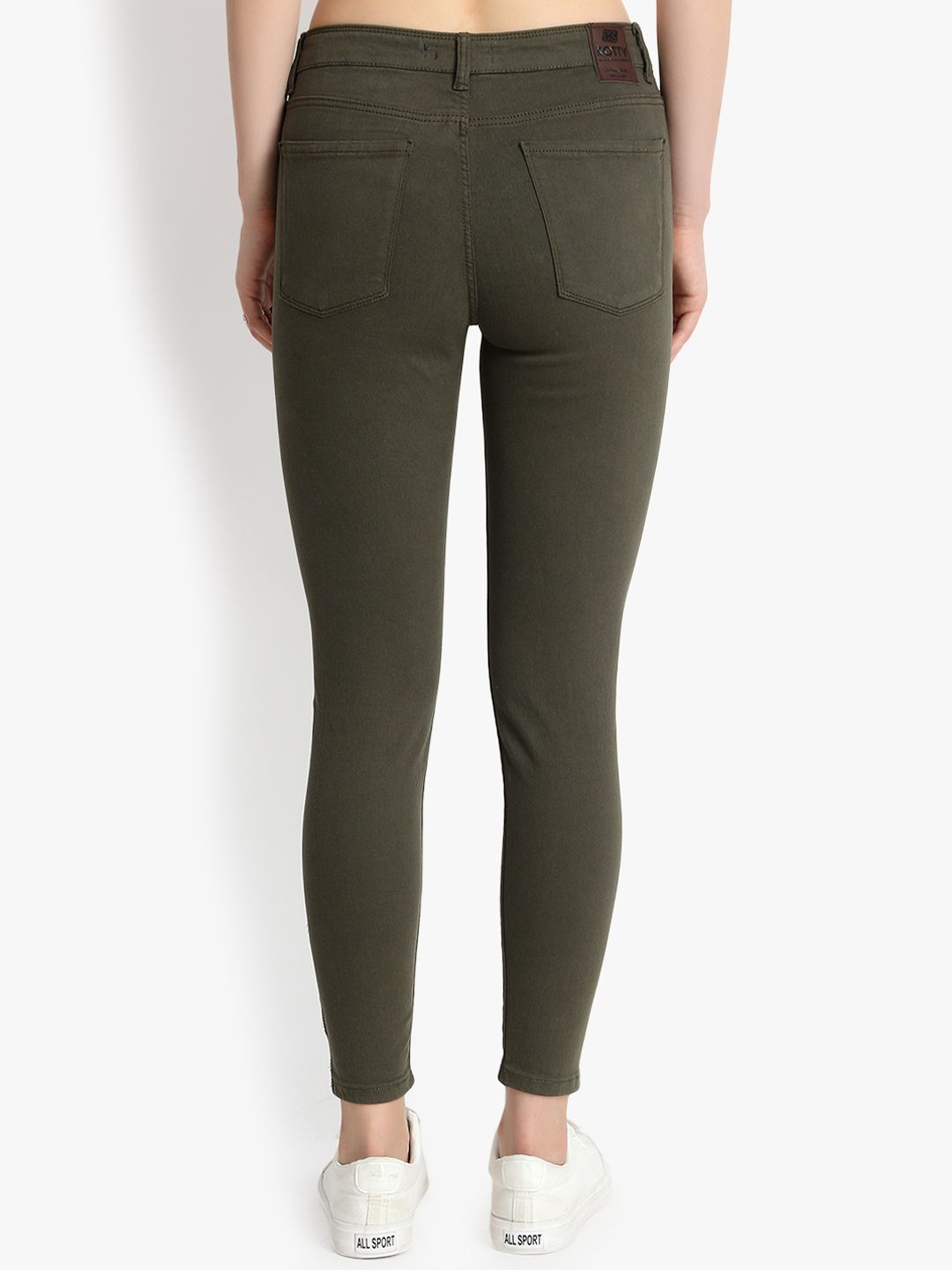 Kotty Women Olive Green Skinny Fit High-Rise Clean Look Jeans