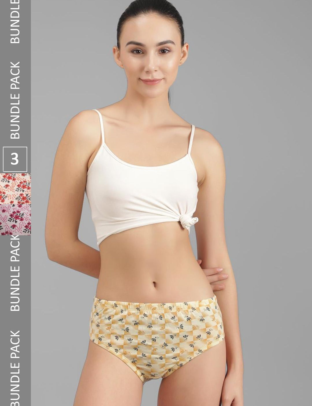 Kotty Women Pack Of 3 Floral Printed Cotton Hipster Briefs