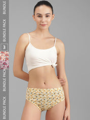 Kotty Women Pack Of 3 Floral Printed Cotton Hipster Briefs