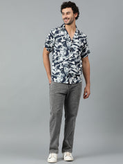 Kotty Men Cuban Collar Abstract Printed Casual Shirt