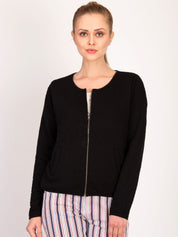 Kotty Women Black Self Design Open Front Jacket