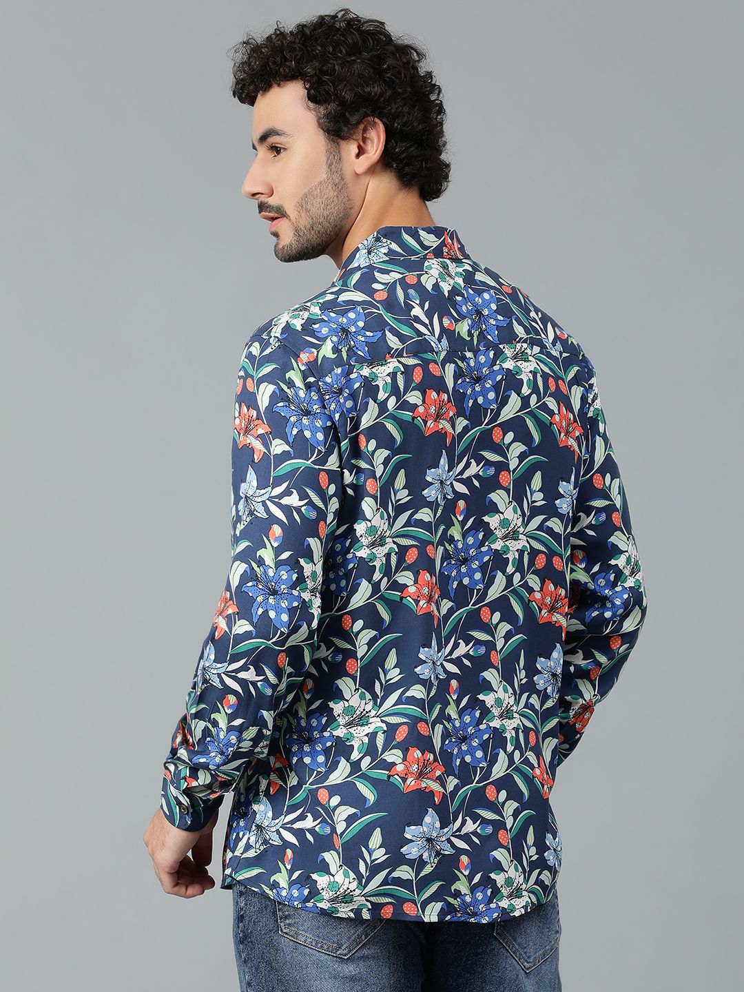 Kotty Men Spread Collar Floral Printed Casual Shirt