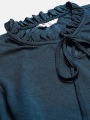 KOTTY BIZwear Tie-Up Neck Bell Sleeve Solid Top