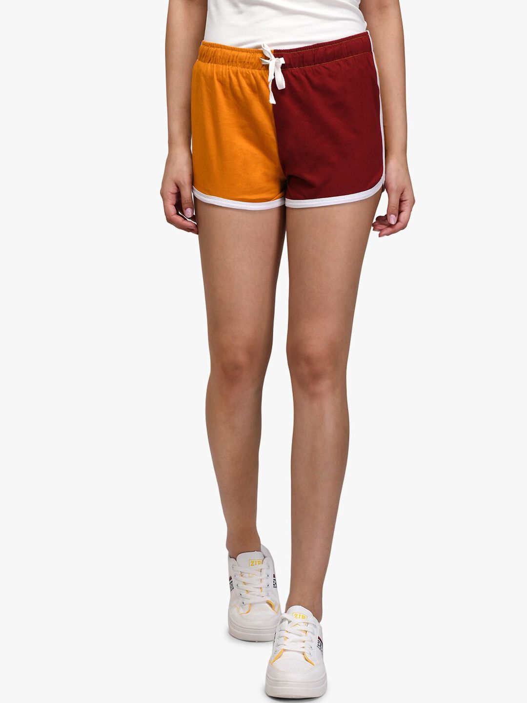 Kotty Women Pack Of 2 Colourblocked Regular Fit Hot Pants