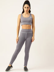 Kotty Women Grey High-Rise Sports Bra & Tights