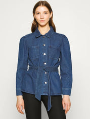 Kotty Women Blue Washed Longline Denim Jacket