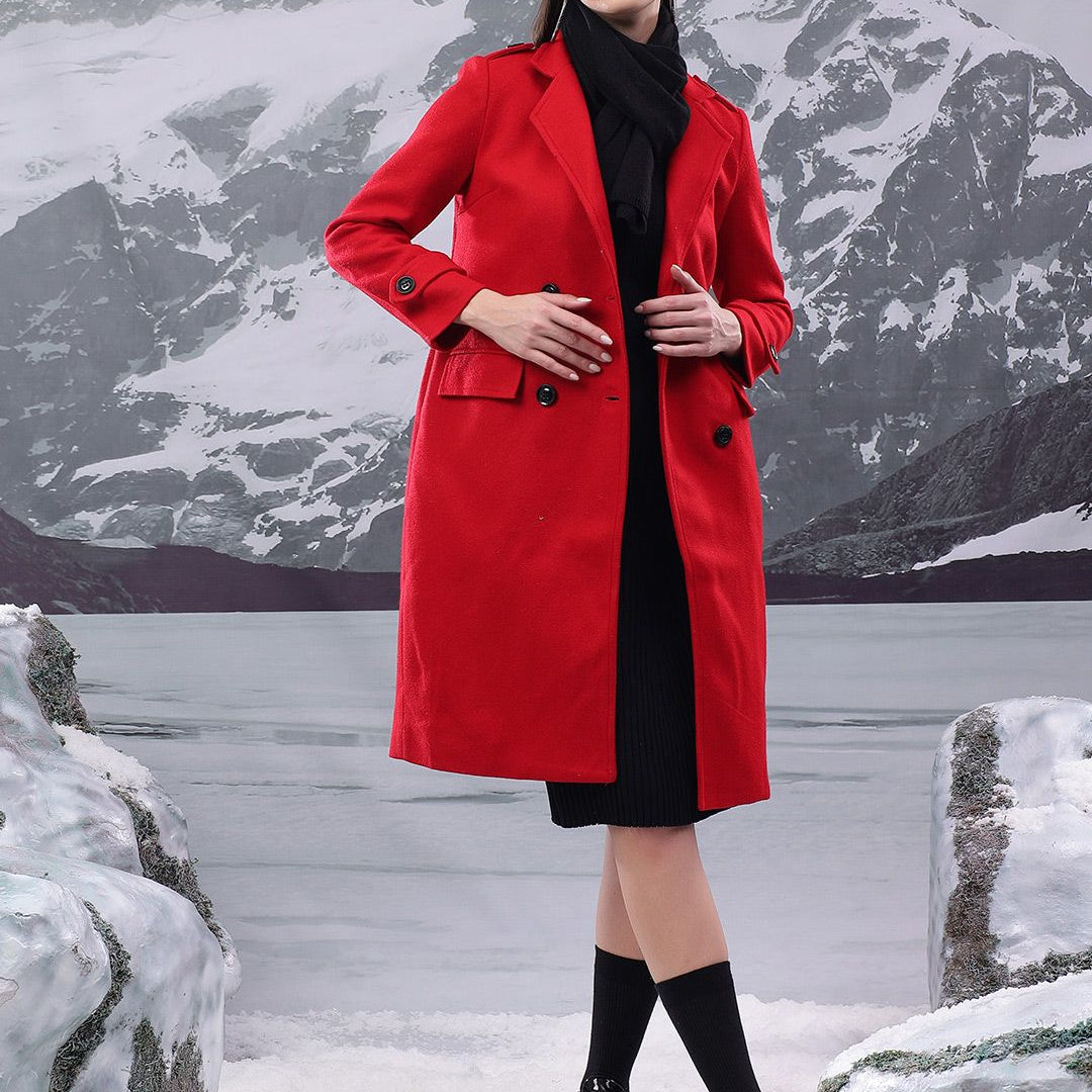 Kotty Women Notched Lapel Single-Breasted Overcoat