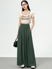 Kotty Women Loose Fit High-Rise Pleated Cotton Trousers