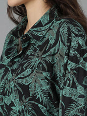 Kotty Women Spread Collar Floral Printed Cotton Oversized Casual Shirt