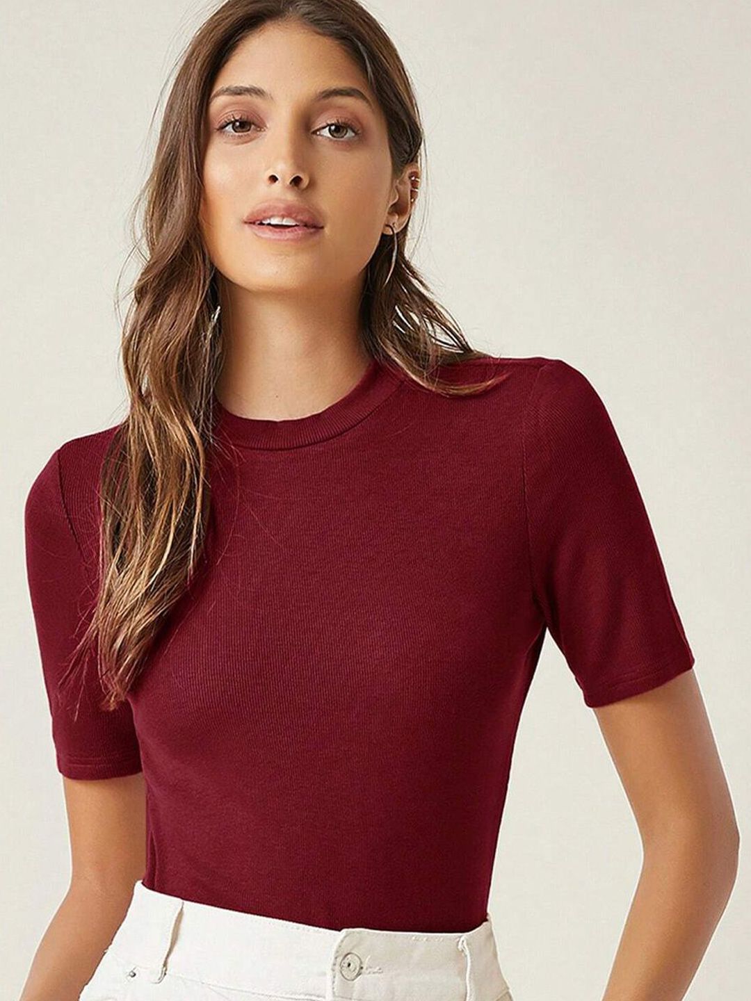 Kotty Women High Neck Short Sleeves Top