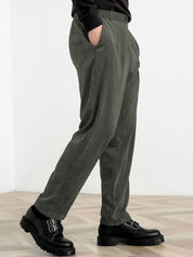 Kotty Men Relaxed Straight Fit High-Rise Corduroy Trousers