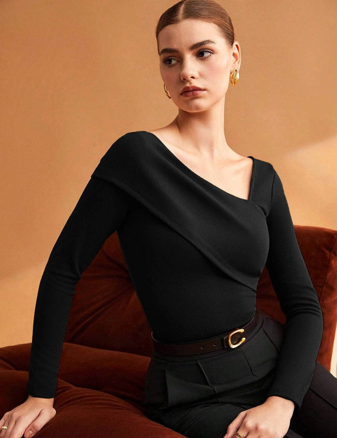 Kotty Women Cotton Long Sleeve Ribbed Top