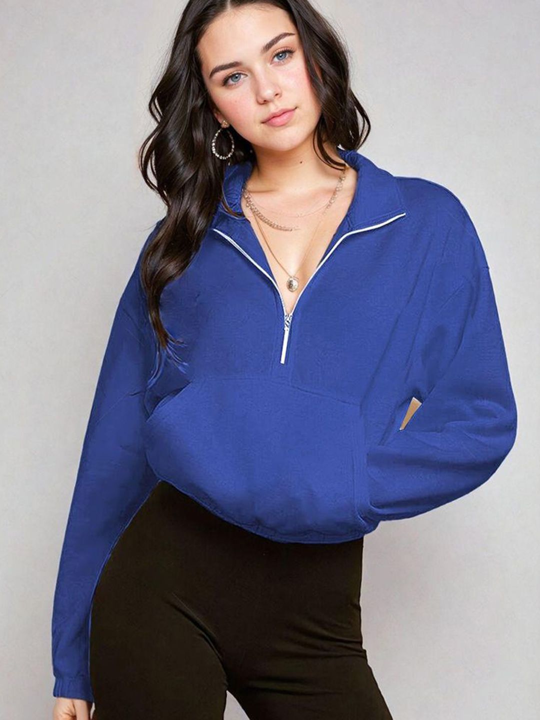 Kotty Women Half Zipper Cotton Sweatshirt