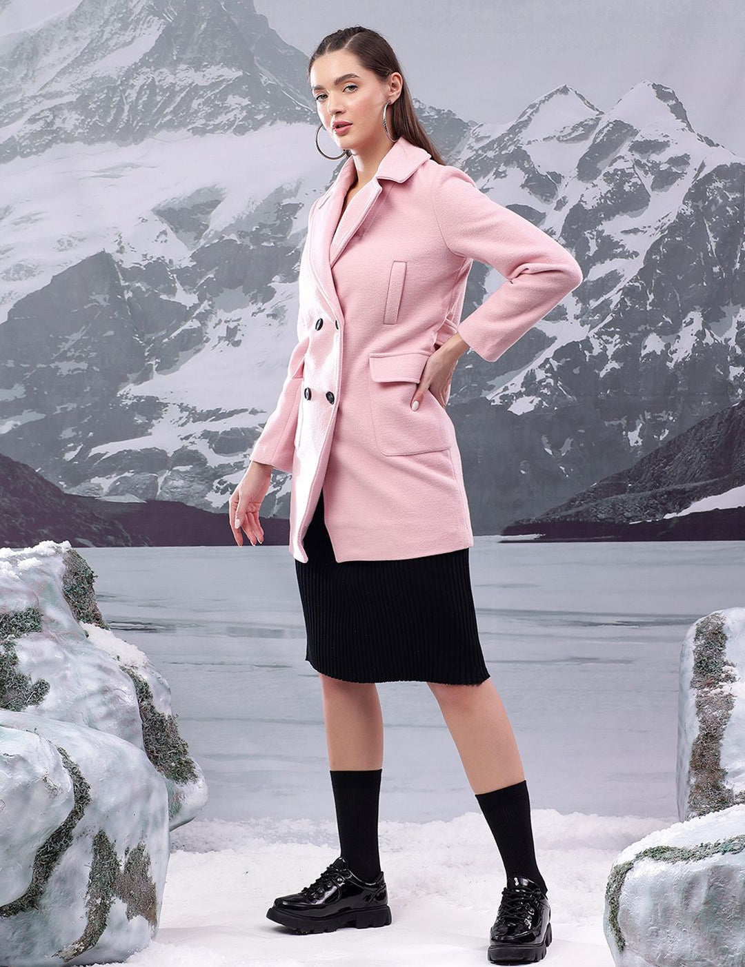 Kotty Notched Lapel Double-Breasted Overcoat