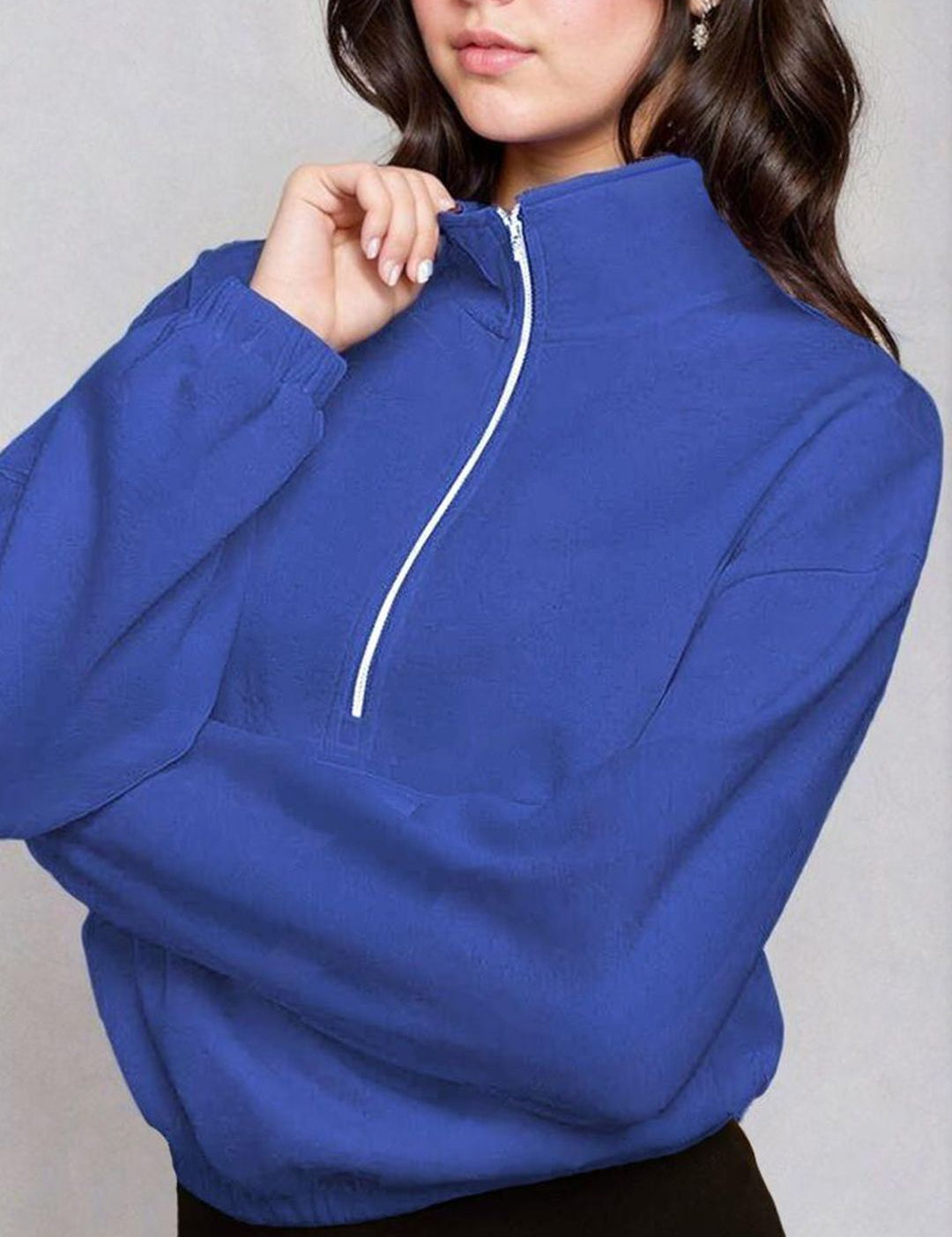 Kotty Women Half Zipper Cotton Sweatshirt