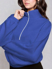 Kotty Women Half Zipper Cotton Sweatshirt
