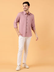 Kotty Men Relaxed Spread Collar Textured Cotton Casual Shirt