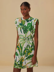 Kotty Tropical Print Crepe A-Line Mini Dress