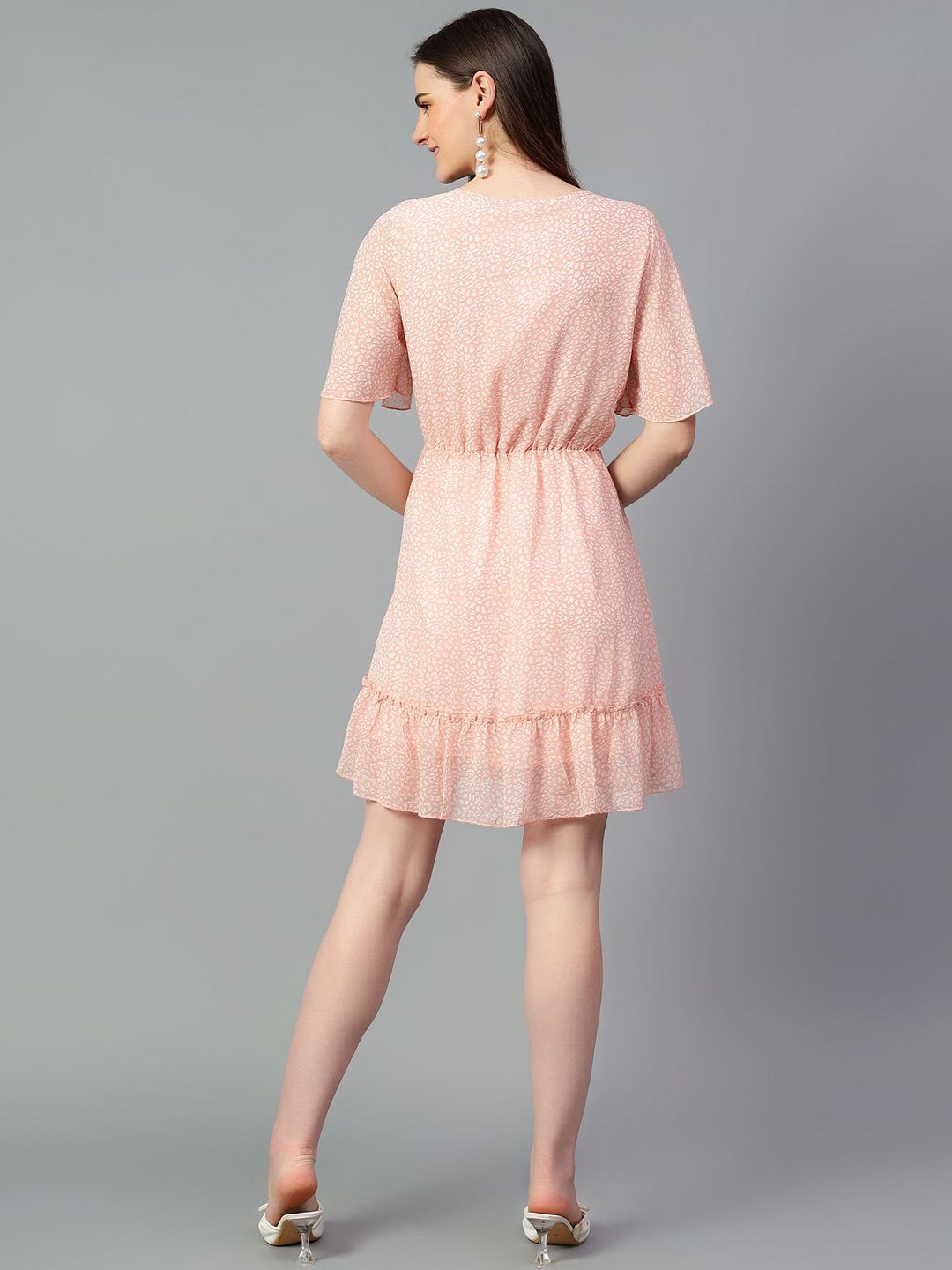 Kotty Floral Print Flared Sleeve Fit & Flare Dress