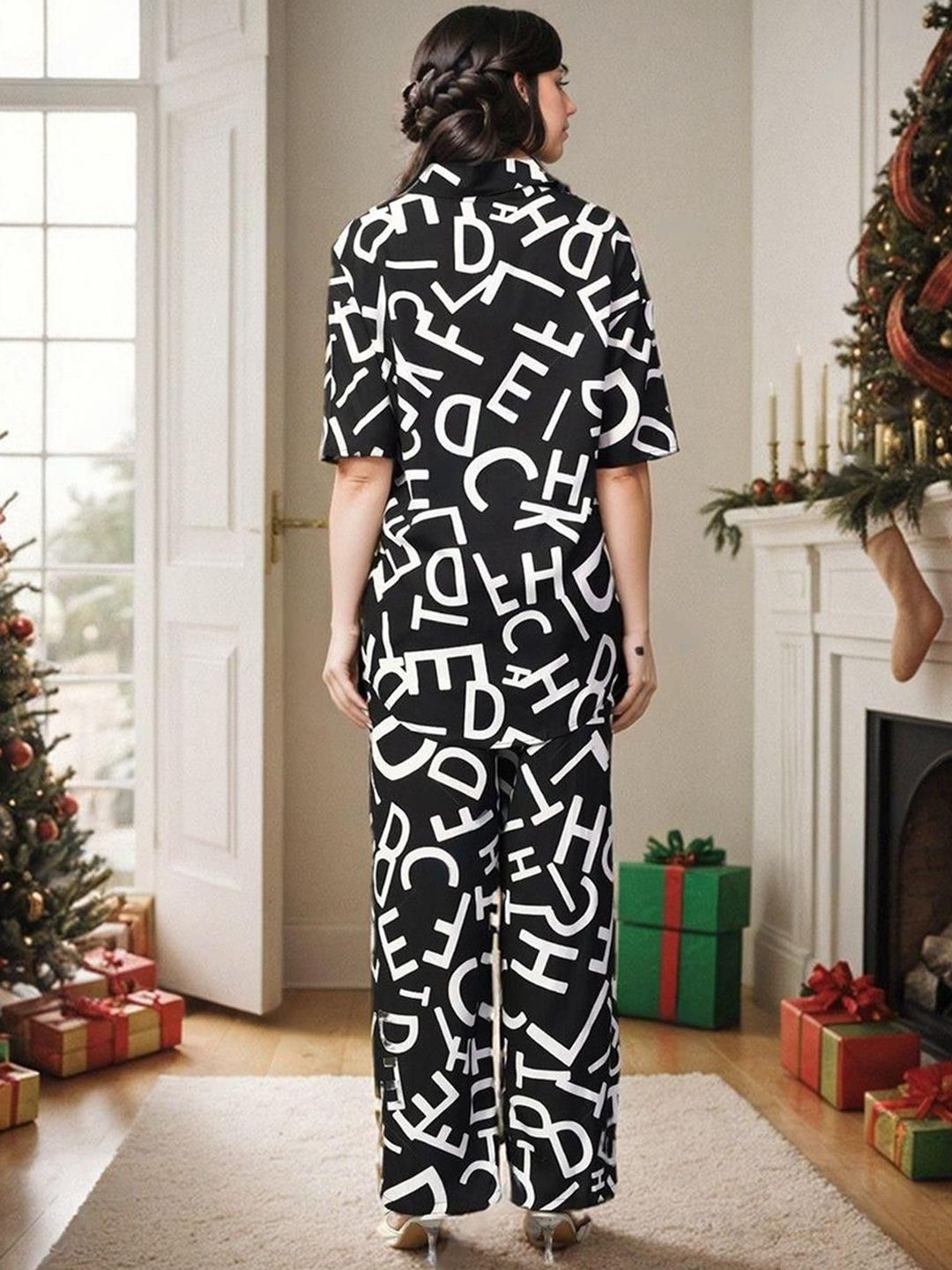 Kotty Printed Short Sleeves Shirt With Trousers