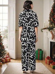 Kotty Printed Short Sleeves Shirt With Trousers