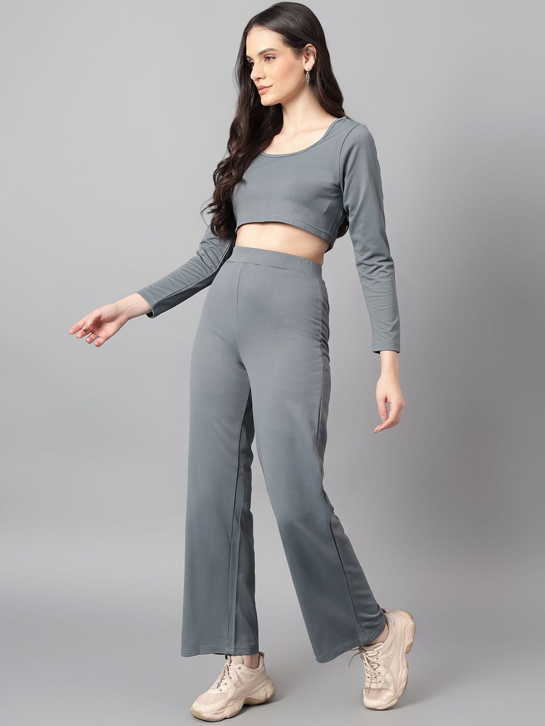 Kotty Grey Scoop Neck Top With Trouser