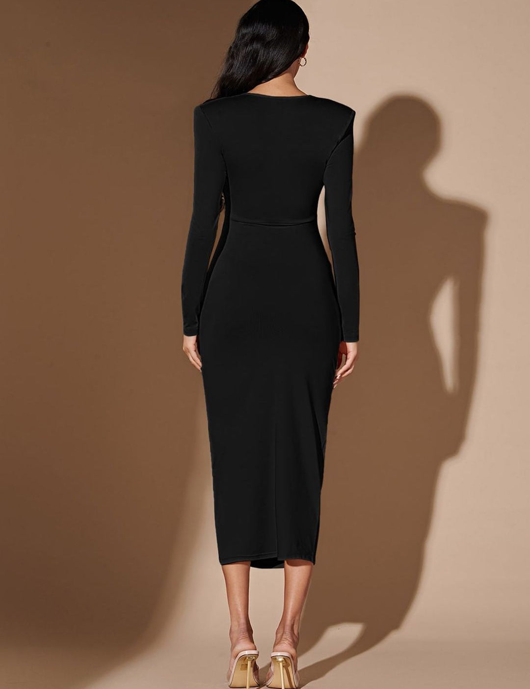 Kotty Women Long Sleeves Bodycon Midi Dress