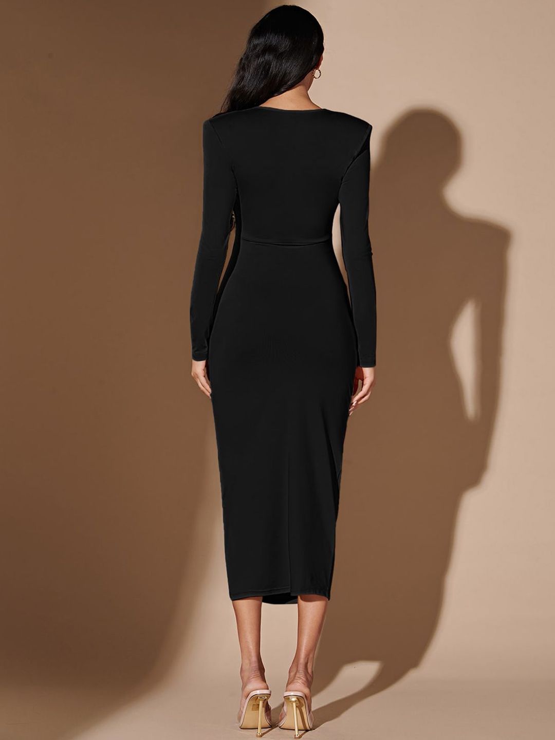 Kotty Women Long Sleeves Bodycon Midi Dress