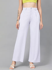 Kotty Women Purple Relaxed Straight Leg Fit High-Rise Easy Wash Parallel Trousers