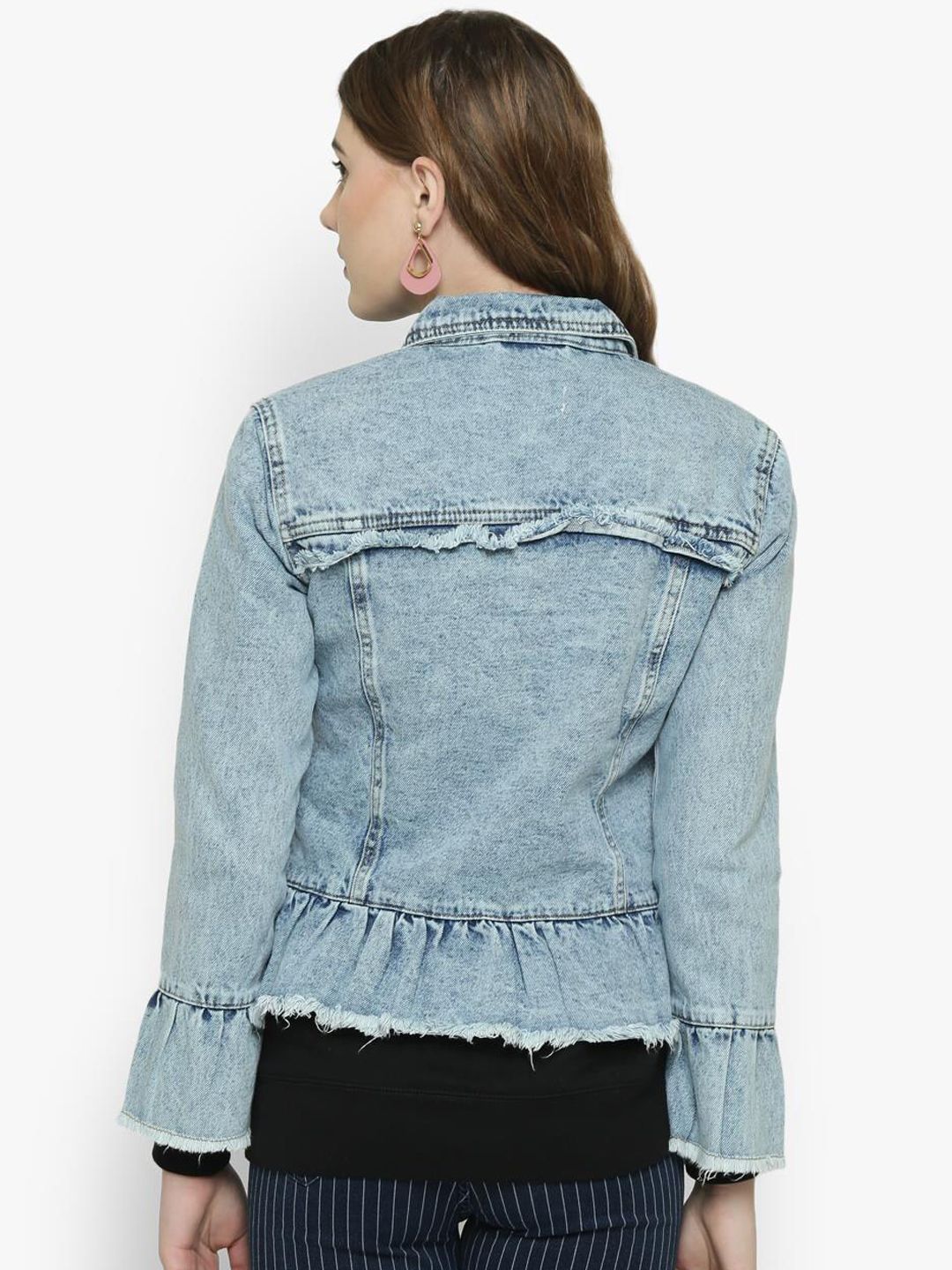 Kotty Women Blue Solid Denim Jacket