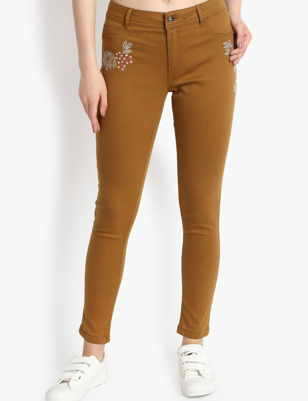 Kotty Women Brown Skinny Fit High-Rise Clean Look Jeans