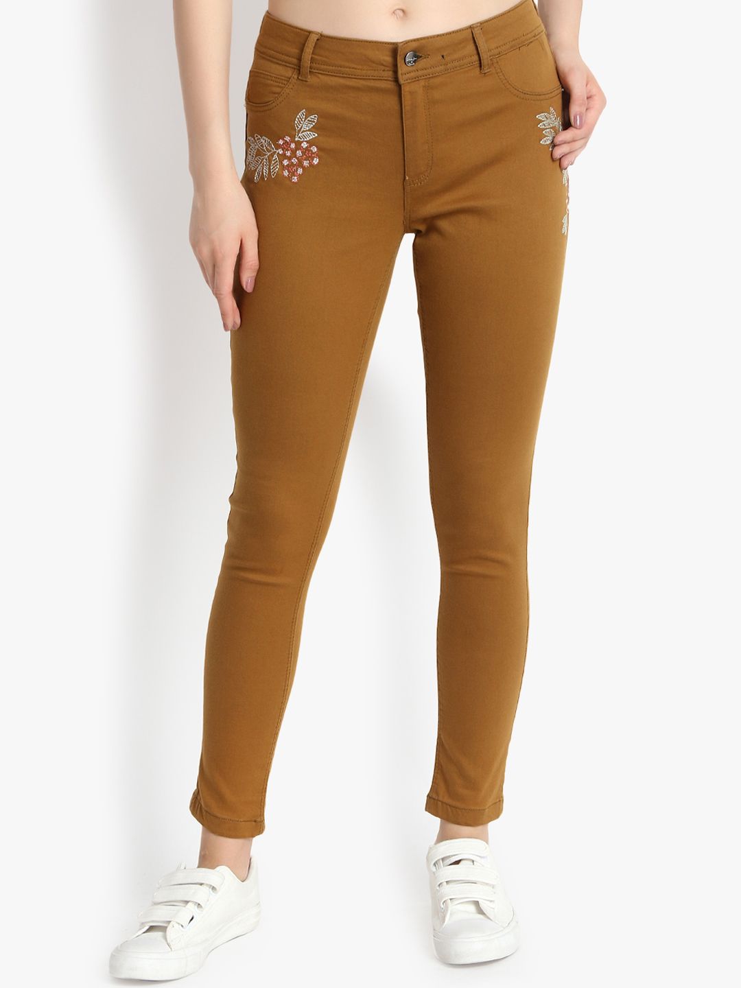 Kotty Women Brown Skinny Fit High-Rise Clean Look Jeans