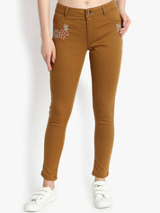 Kotty Women Brown Skinny Fit High-Rise Clean Look Jeans