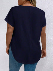 Plus Size Stylish Navy Blue Loose-Fit Women’s Tops