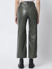 Kotty Women Olive Green Relaxed Straight Fit Trousers