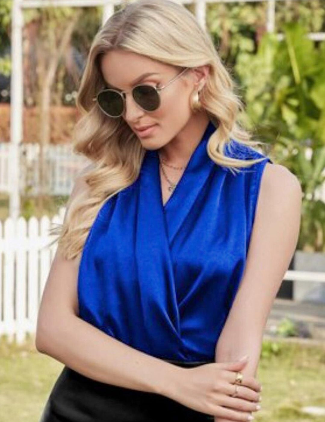 Kotty V-Neck Satin Wrap Top