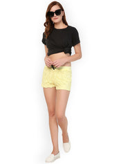 Kotty Women Yellow Self Design Lounge Shorts
