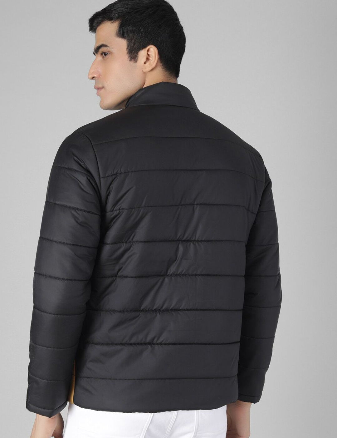 Kotty Men Yellow & Black Colourblocked Puffer Jacket