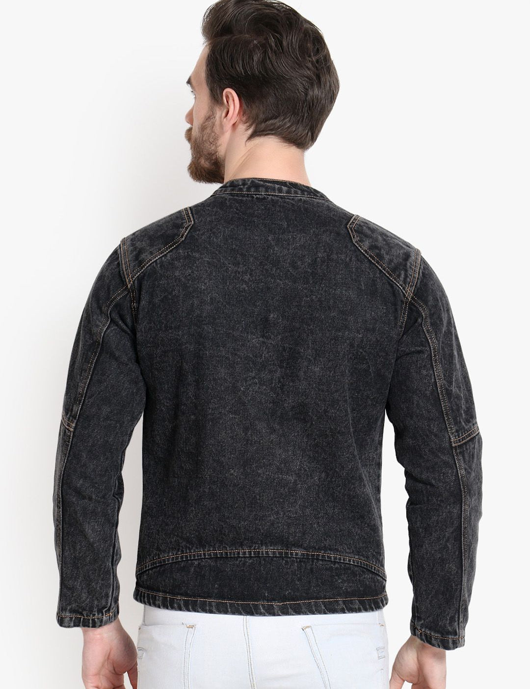 Kotty Men Black Solid Denim Jacket