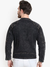 Kotty Men Black Solid Denim Jacket