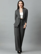 Kotty Grey Shawl Neck Blazer And Trousers