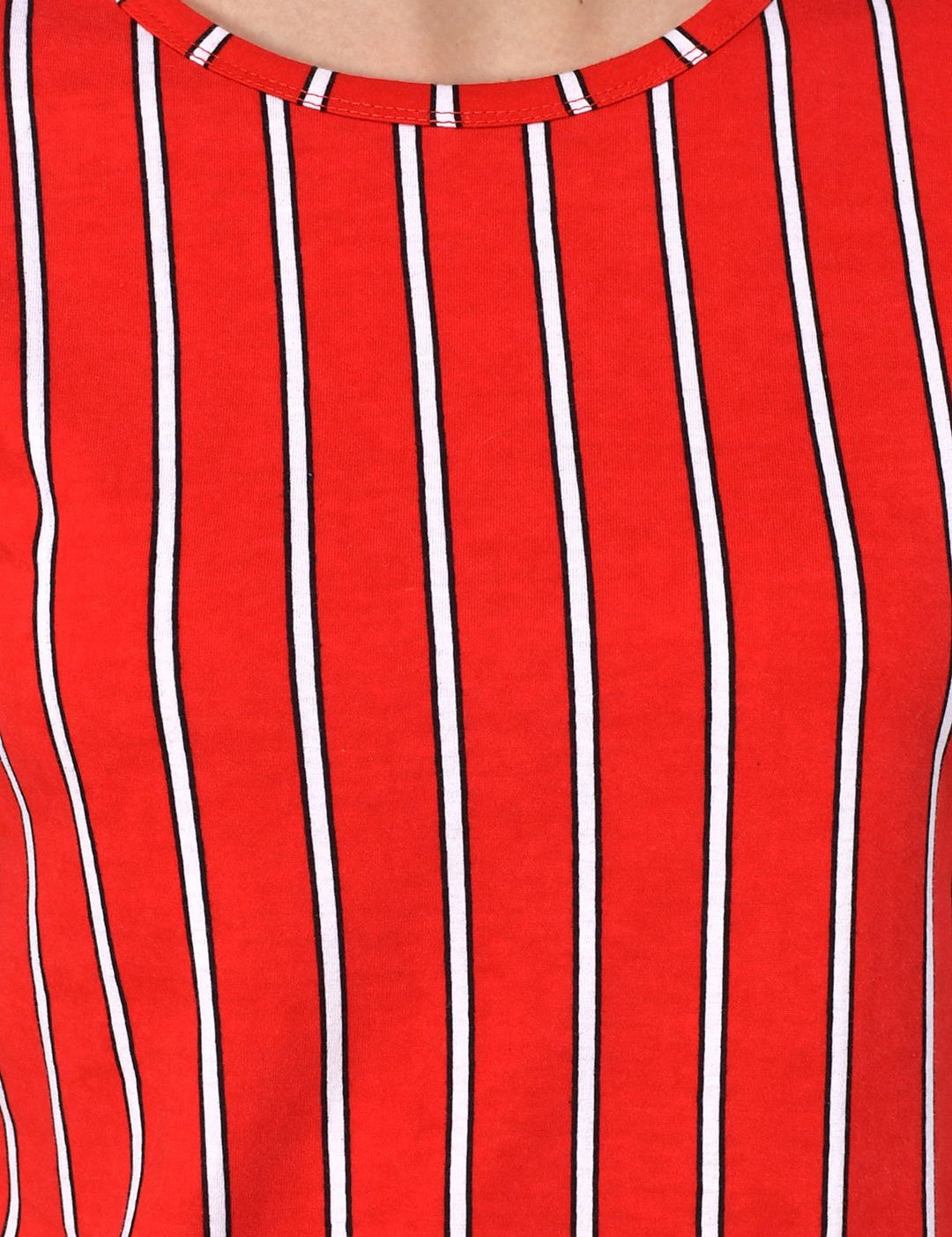 Kotty Women Red & White Striped Night Suit