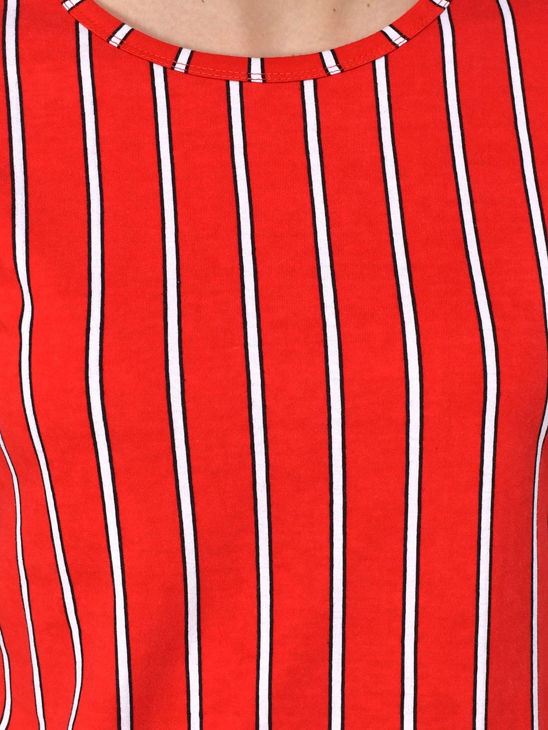 Kotty Women Red & White Striped Night Suit